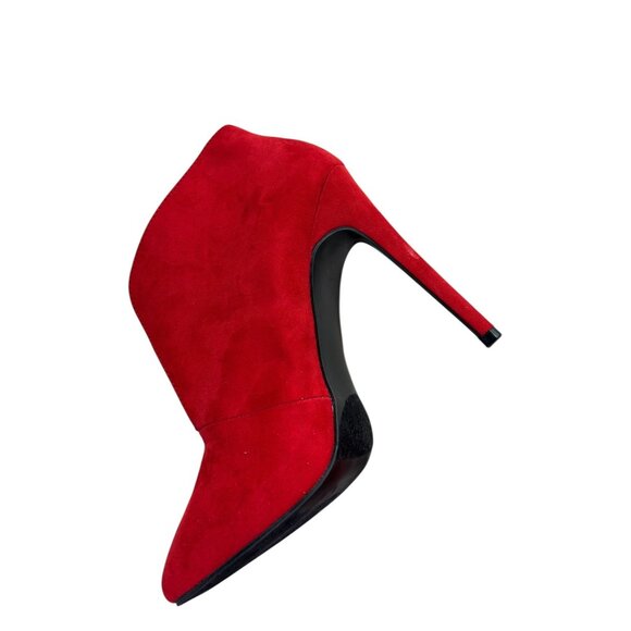 Just Fab Red Stiletto Heel Ankle Bootie Women's Sz 7 Cut Slit Front Pointed Toe - Picture 11 of 15